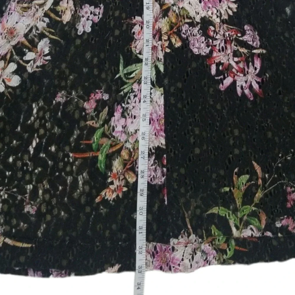 Anthropologie Eri +Ali Black Floral Lace Dress 4 Nevaeh Ruffle Cap Sleeve